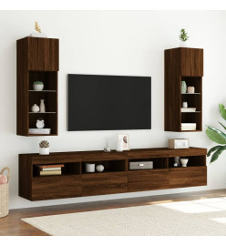 Meubles TV avec lumières LED 2 pcs chêne marron 30,5x30x90 cm