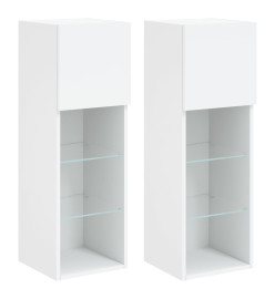 Meubles TV avec lumières LED 2 pcs blanc 30,5x30x90 cm