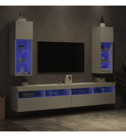 Meubles TV avec lumières LED 2 pcs blanc 30,5x30x90 cm