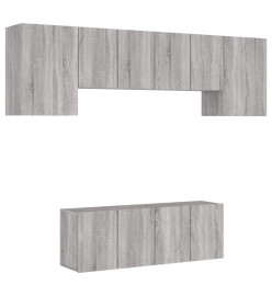 Unités murales TV 6 pcs sonoma gris bois d'ingénierie