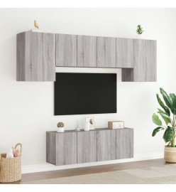 Unités murales TV 6 pcs sonoma gris bois d'ingénierie