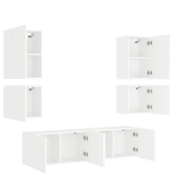 Unités murales TV 6 pcs blanc bois d'ingénierie