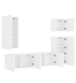 Unités murales TV 5 pcs blanc bois d'ingénierie