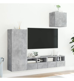 Unités murales TV 4 pcs gris béton bois d'ingénierie