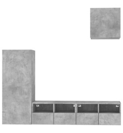 Unités murales TV 4 pcs gris béton bois d'ingénierie