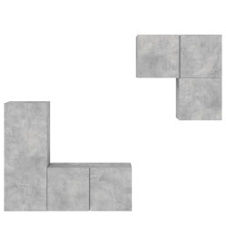 Unités murales TV 4 pcs gris béton bois d'ingénierie