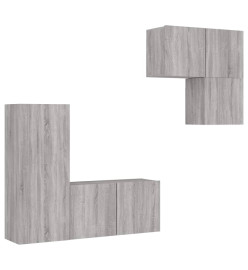 Unités murales TV 4 pcs sonoma gris bois d'ingénierie