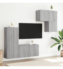 Unités murales TV 4 pcs sonoma gris bois d'ingénierie