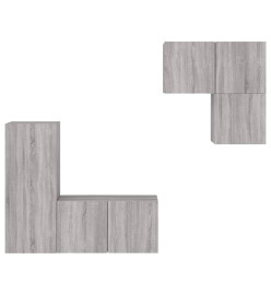 Unités murales TV 4 pcs sonoma gris bois d'ingénierie