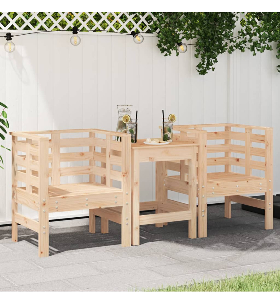 Chaises de jardin lot de 2 61,5x53x71 cm bois de pin massif Chaises de jardin lot de 2 61,5x53x71 cm bois de pin massif