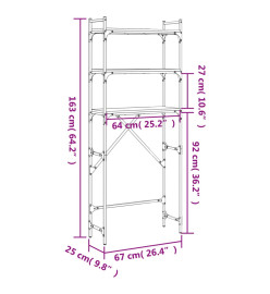 Étagère de lave-linge chêne sonoma 67x25x163 cm bois ingénierie