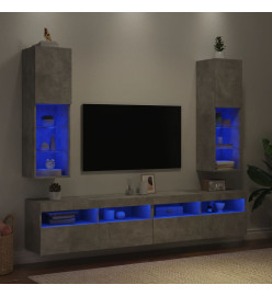 Meubles TV avec lumières LED 2 pcs gris béton 30,5x30x102 cm