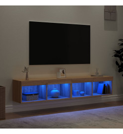 Meubles TV avec lumières LED 2 pcs chêne sonoma 80x30x30 cm