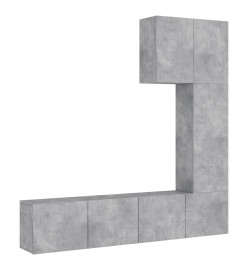 Unités murales TV 5 pcs gris béton bois d'ingénierie