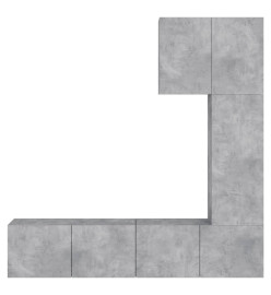 Unités murales TV 5 pcs gris béton bois d'ingénierie