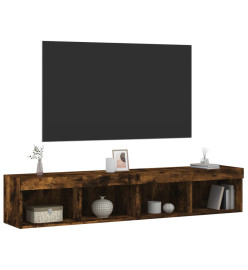 Meubles TV avec lumières LED 2 pcs chêne fumé 80x30x30 cm