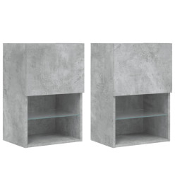 Meubles TV avec lumières LED 2 pcs gris béton 40,5x30x60 cm