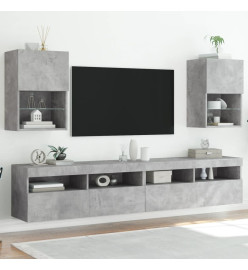 Meubles TV avec lumières LED 2 pcs gris béton 40,5x30x60 cm