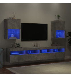 Meubles TV avec lumières LED 2 pcs gris béton 40,5x30x60 cm