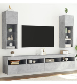 Meubles TV avec lumières LED 2 pcs gris béton 30,5x30x90 cm