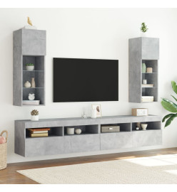 Meubles TV avec lumières LED 2 pcs gris béton 30,5x30x90 cm