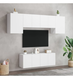 Unités murales TV 6 pcs blanc bois d'ingénierie