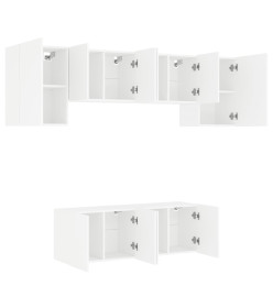 Unités murales TV 6 pcs blanc bois d'ingénierie