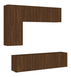 Unités murales TV 5 pcs chêne marron bois d'ingénierie