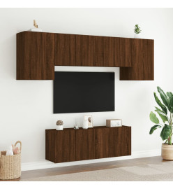 Unités murales TV 6 pcs chêne marron bois d'ingénierie