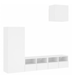 Unités murales TV 4 pcs blanc bois d'ingénierie