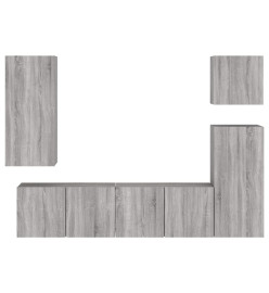 Unités murales TV 5 pcs sonoma gris bois d'ingénierie