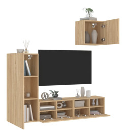 Unités murales TV 4 pcs chêne sonoma bois d'ingénierie