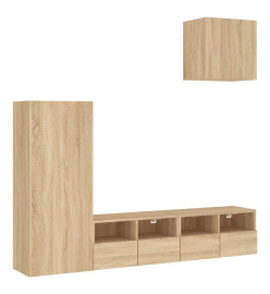 Unités murales TV 4 pcs chêne sonoma bois d'ingénierie