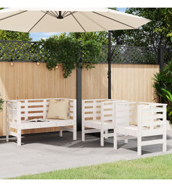 Salon de jardin 3 pcs blanc bois massif de pin