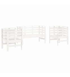 Salon de jardin 3 pcs blanc bois massif de pin