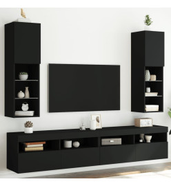 Meubles TV avec lumières LED 2 pcs noir 30,5x30x102 cm