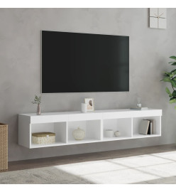 Meubles TV avec lumières LED 2 pcs blanc 80x30x30 cm