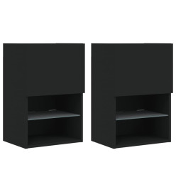 Meubles TV avec lumières LED 2 pcs noir 40,5x30x60 cm