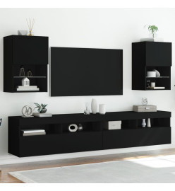 Meubles TV avec lumières LED 2 pcs noir 40,5x30x60 cm