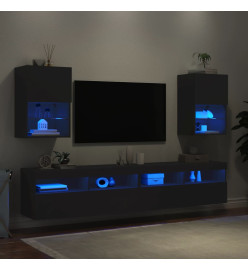 Meubles TV avec lumières LED 2 pcs noir 40,5x30x60 cm