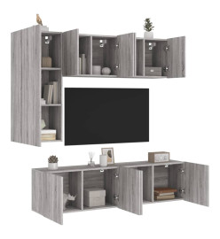 Unités murales TV 5 pcs sonoma gris bois d'ingénierie