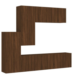 Unités murales TV 5 pcs chêne marron bois d'ingénierie