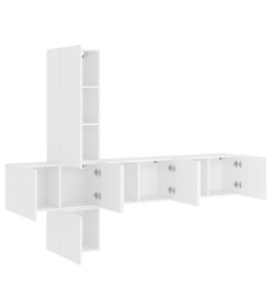 Unités murales TV 5 pcs blanc bois d'ingénierie