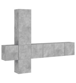 Unités murales TV 5 pcs gris béton bois d'ingénierie