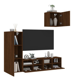 Unités murales TV 4 pcs chêne marron bois d'ingénierie