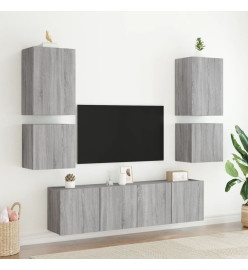 Unités murales TV 6 pcs sonoma gris bois d'ingénierie