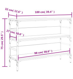 Table console sonoma gris 100x32x75 cm bois d'ingénierie