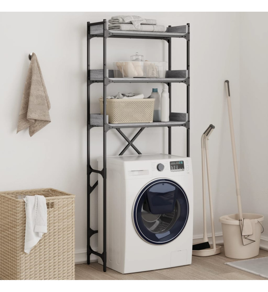 Étagère de lave-linge sonoma gris 67x25x163 cm bois ingénierie