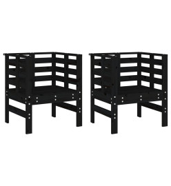 Chaises de jardin lot de 2 noir 61,5x53x71cm bois de pin massif