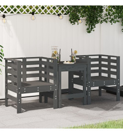 Chaises de jardin lot de 2 gris 61,5x53x71cm bois de pin massif